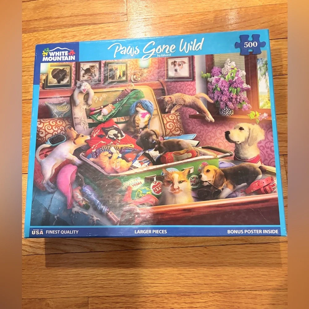 White Mountain “Paws Gone Wild” 500 Piece Puzzle by Eduard Cats & Dogs